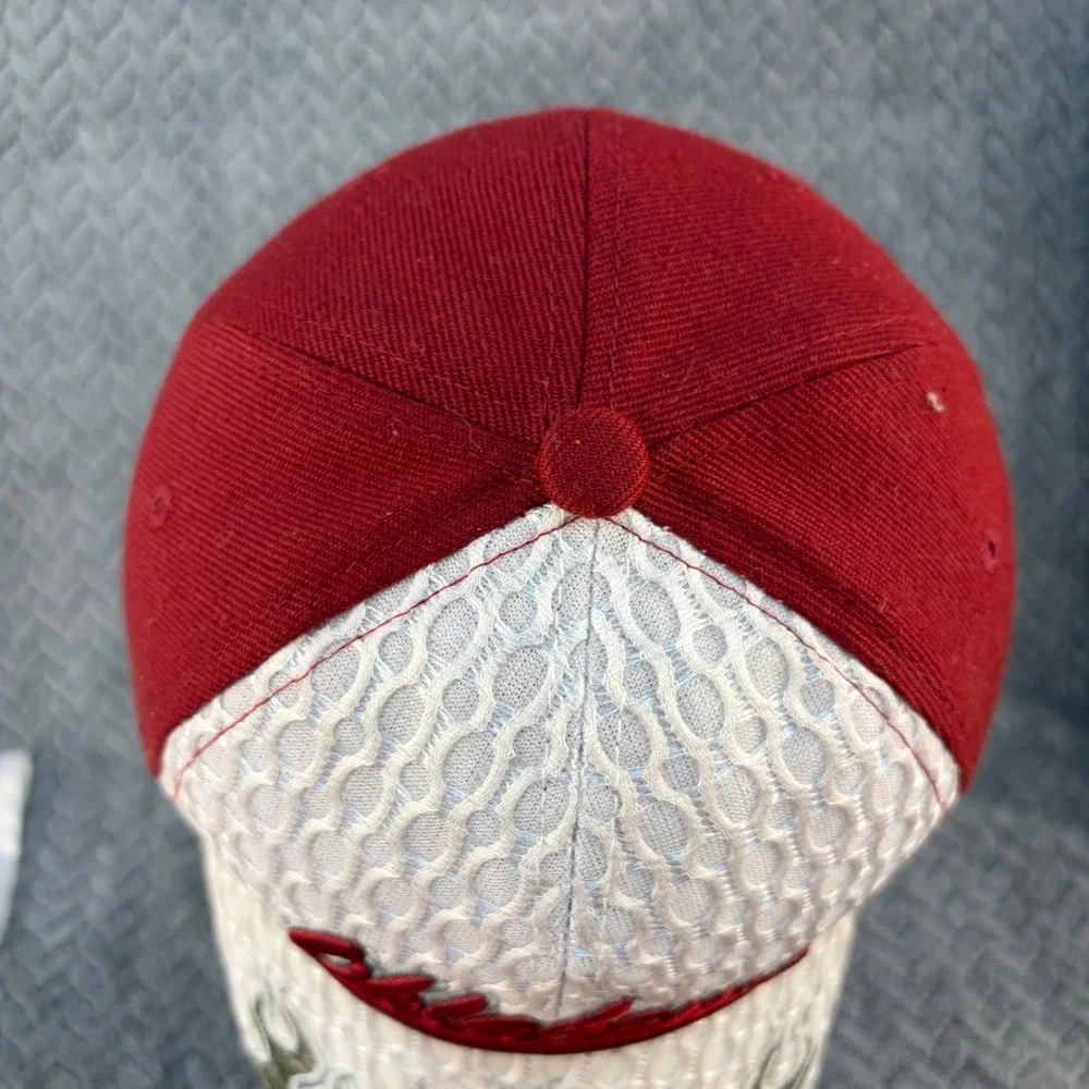 Oklahoma Sooners Crimson White Flame Mesh Adjustable Baseball Cap Hat 0561